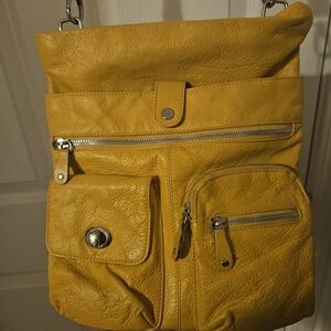 Leather Pebble Yellow Crossbody Bag Silver Hardware Super Soft